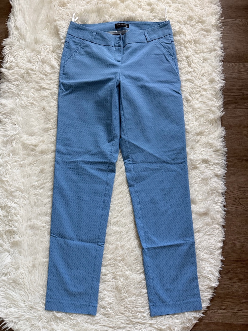 Light Blue Textured Slim Dress Pants